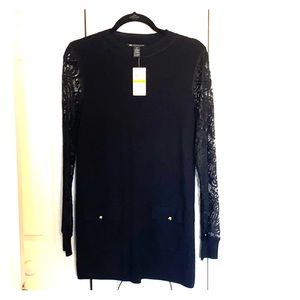 Black long sleeve dress sweater lace sleeves